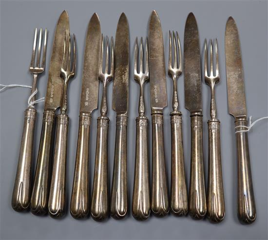 Six pairs of Victorian silver fruit eaters, London 1887/8, makers Goldsmiths Alliance Ltd